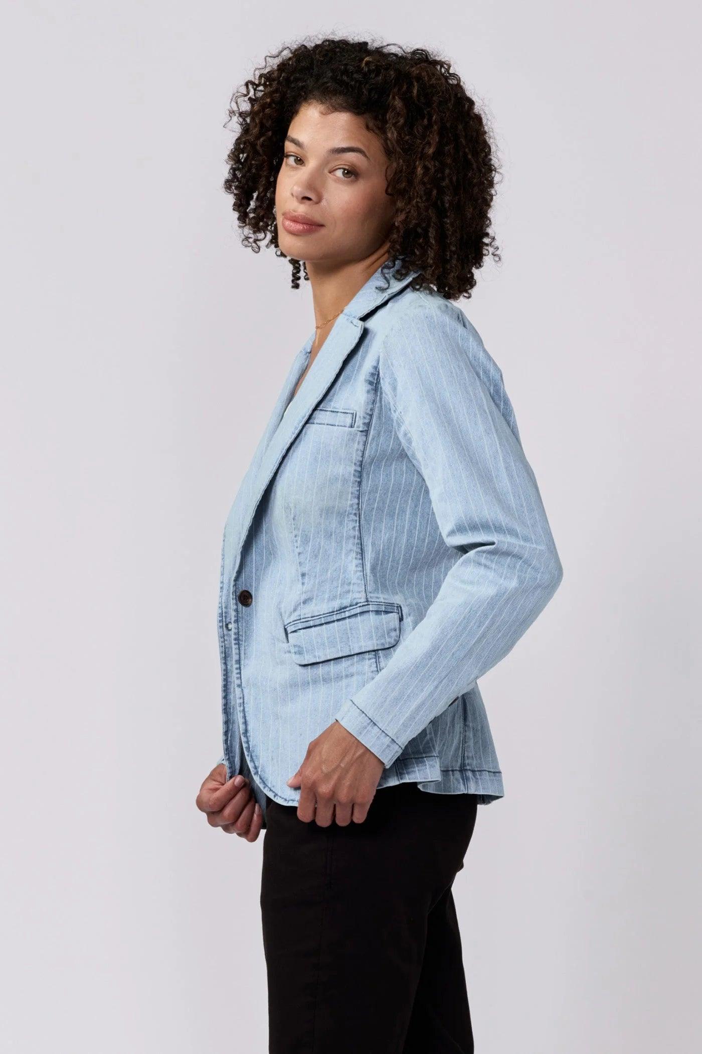 Minah Denim Stripe Jacket Product Image