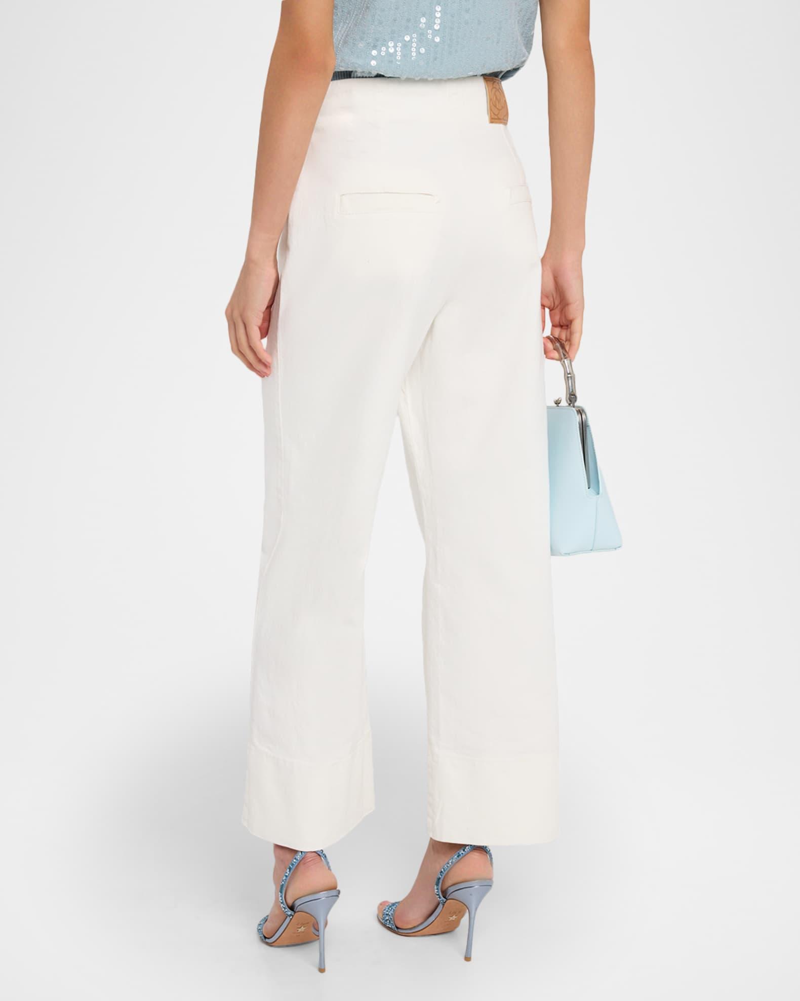 Velain Cropped Wide-Leg Stretch Cotton Trousers Product Image