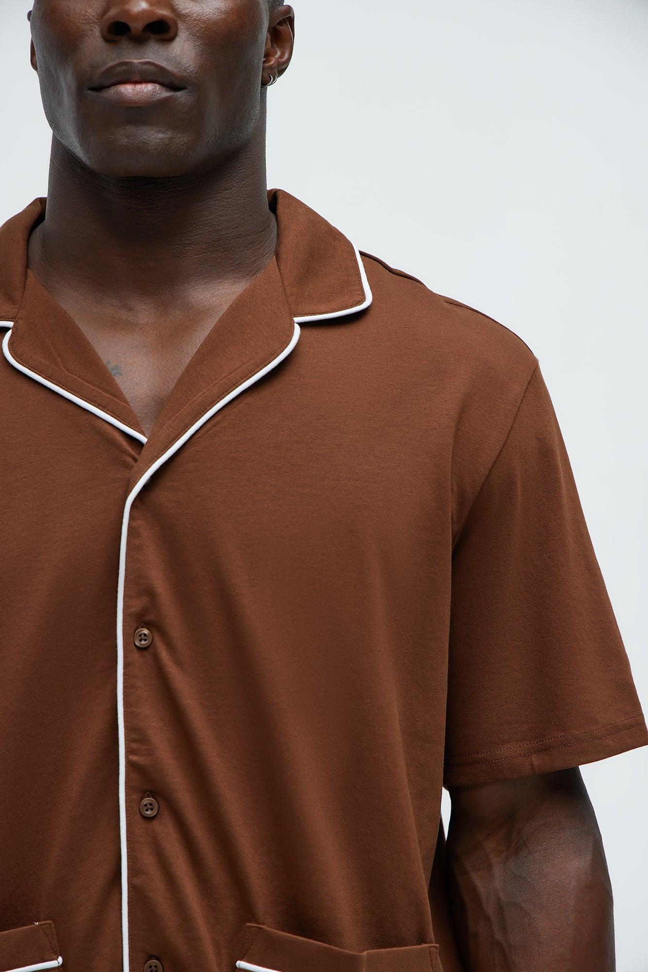 Modern Relaxed Pajama Short Sleeve - Brown Product Image