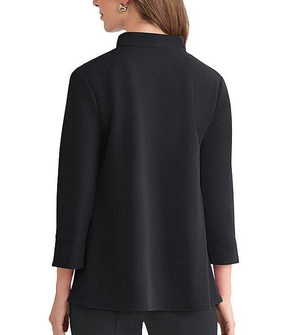 Ming Wang Stretch Crepe Scoop Neck 3/4 Sleeve Blouse Product Image