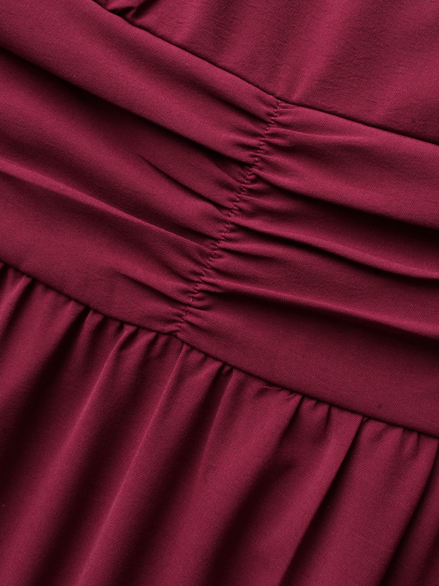 Overlap Collar Ruched Lantern Sleeve Maxi Dress Female Product Image