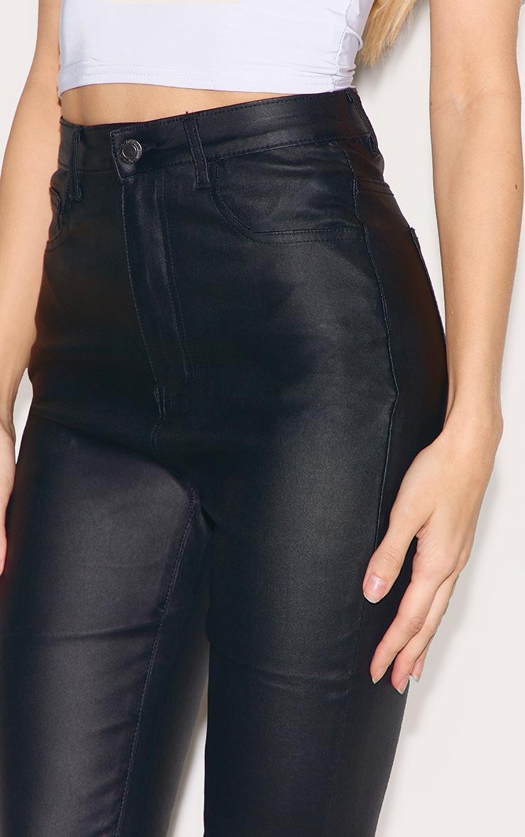 Black 5 Pocket Coated Skinny Jeans Product Image