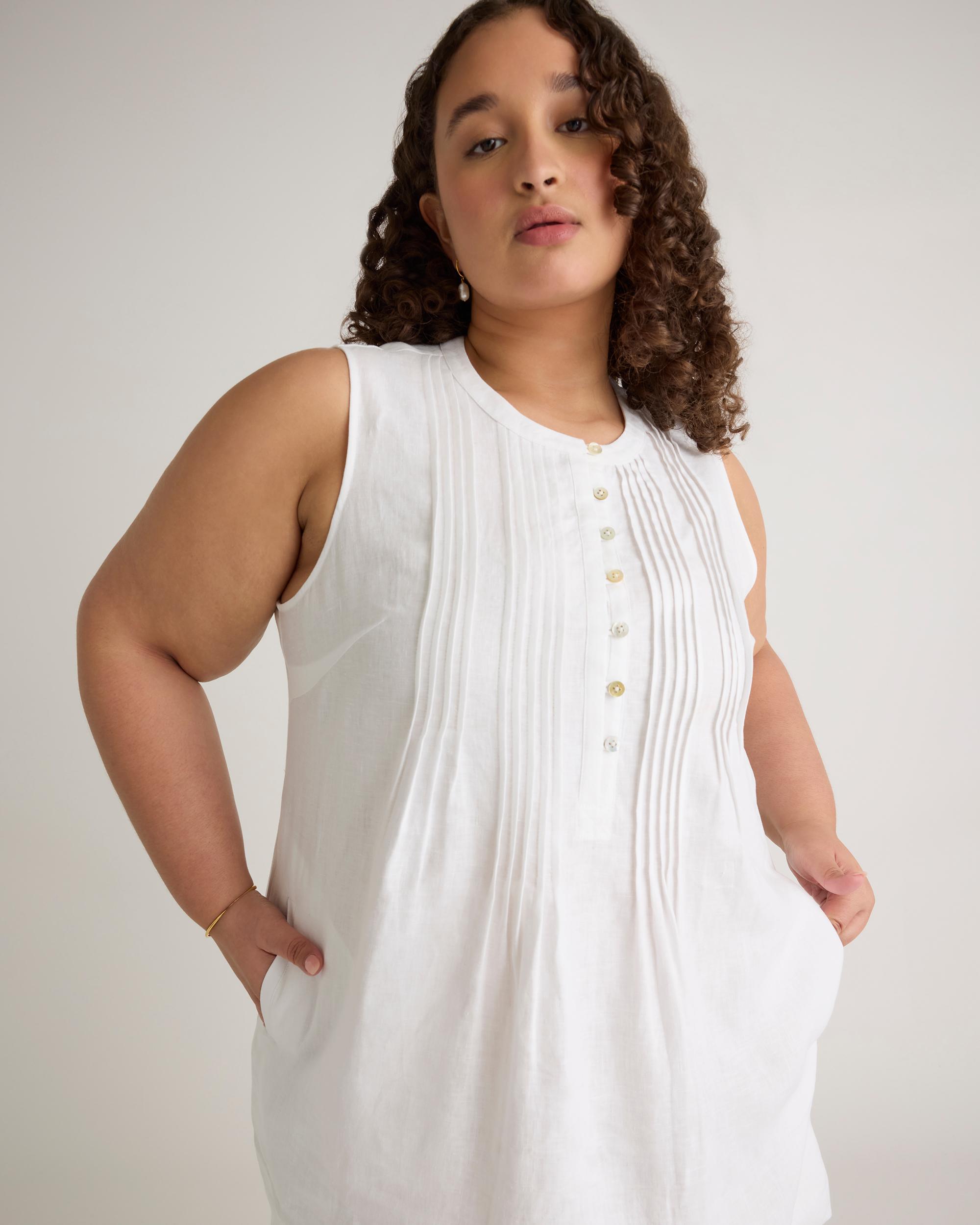 Quince | Women's 100% European Linen Sleeveless Swing Dress Product Image