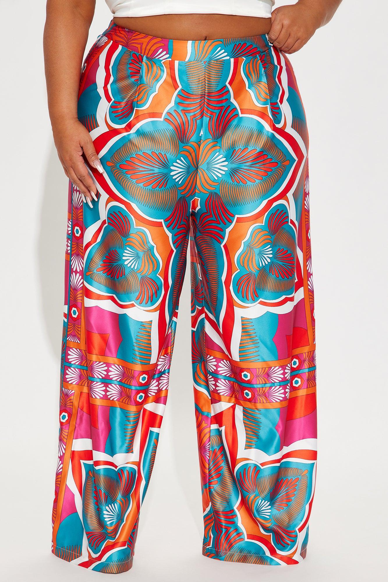 Imani Satin Wide Leg Pant - Orange/combo Product Image
