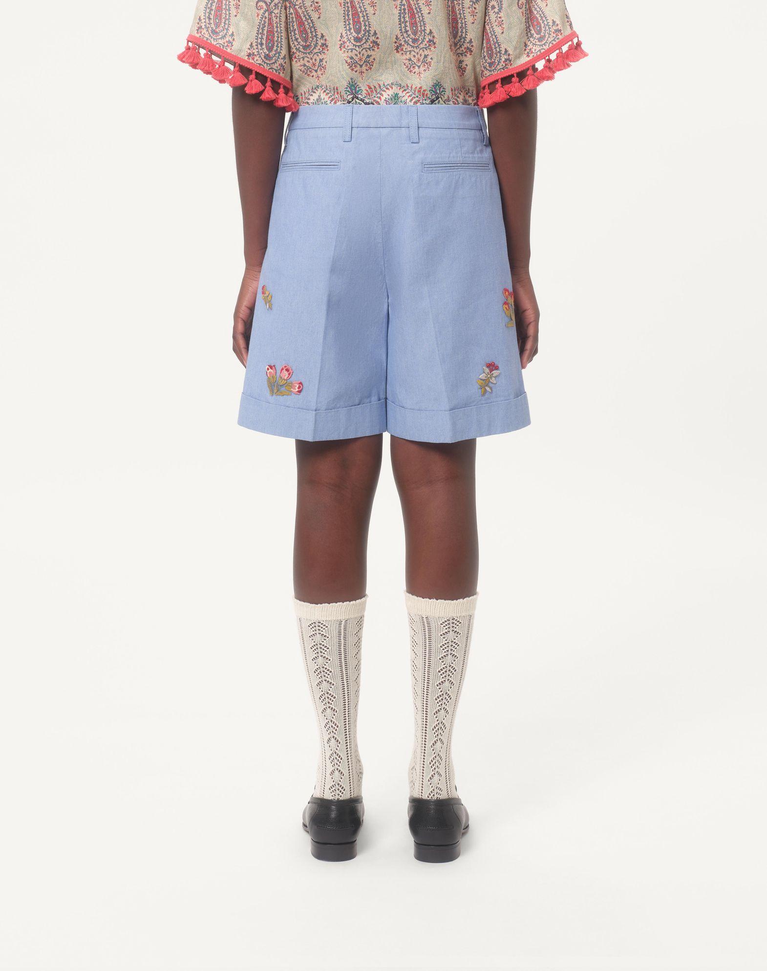 Denim Bermuda Shorts With Embroidery Product Image