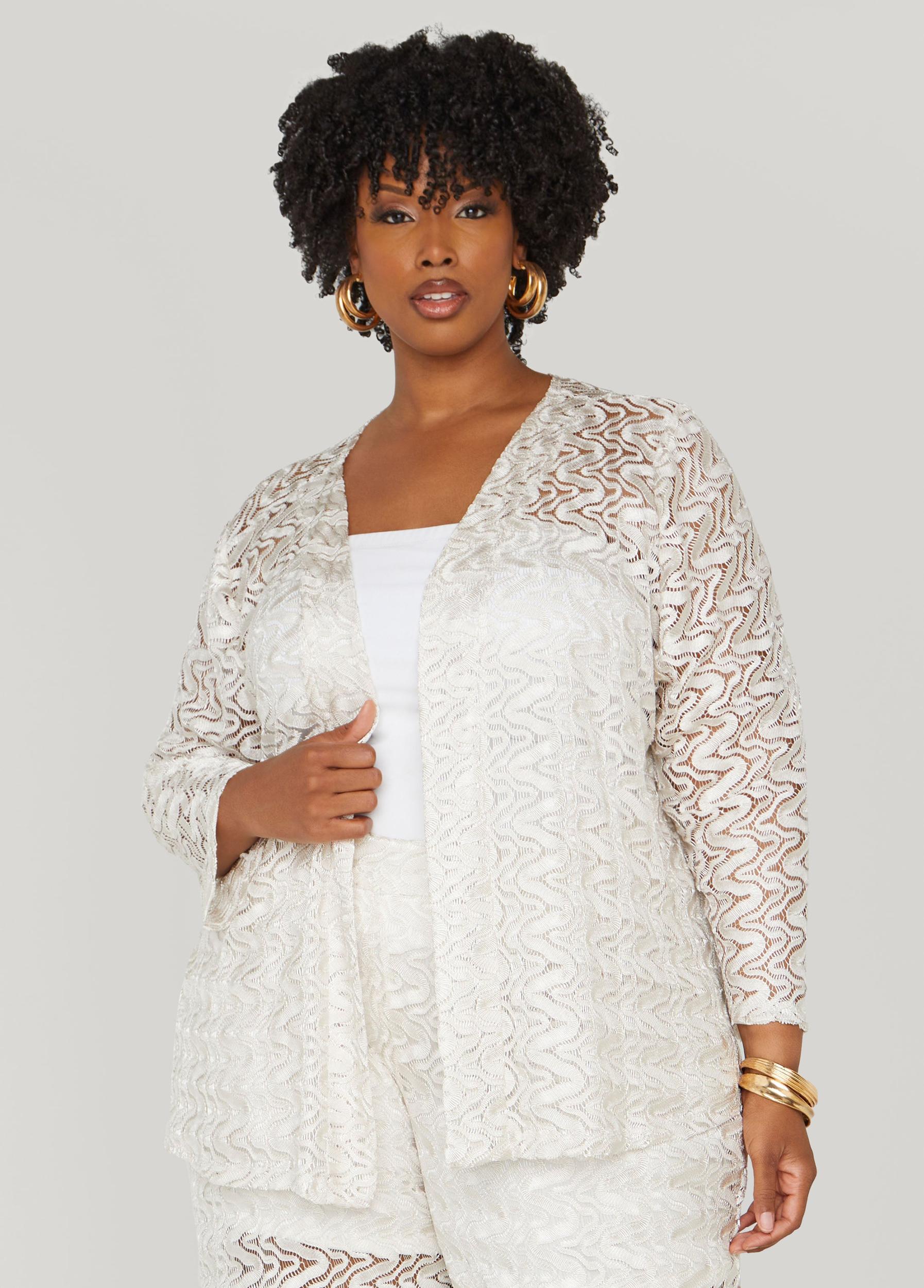 Plus Size Wide Leg Lace Pants Ashley Stewart Product Image