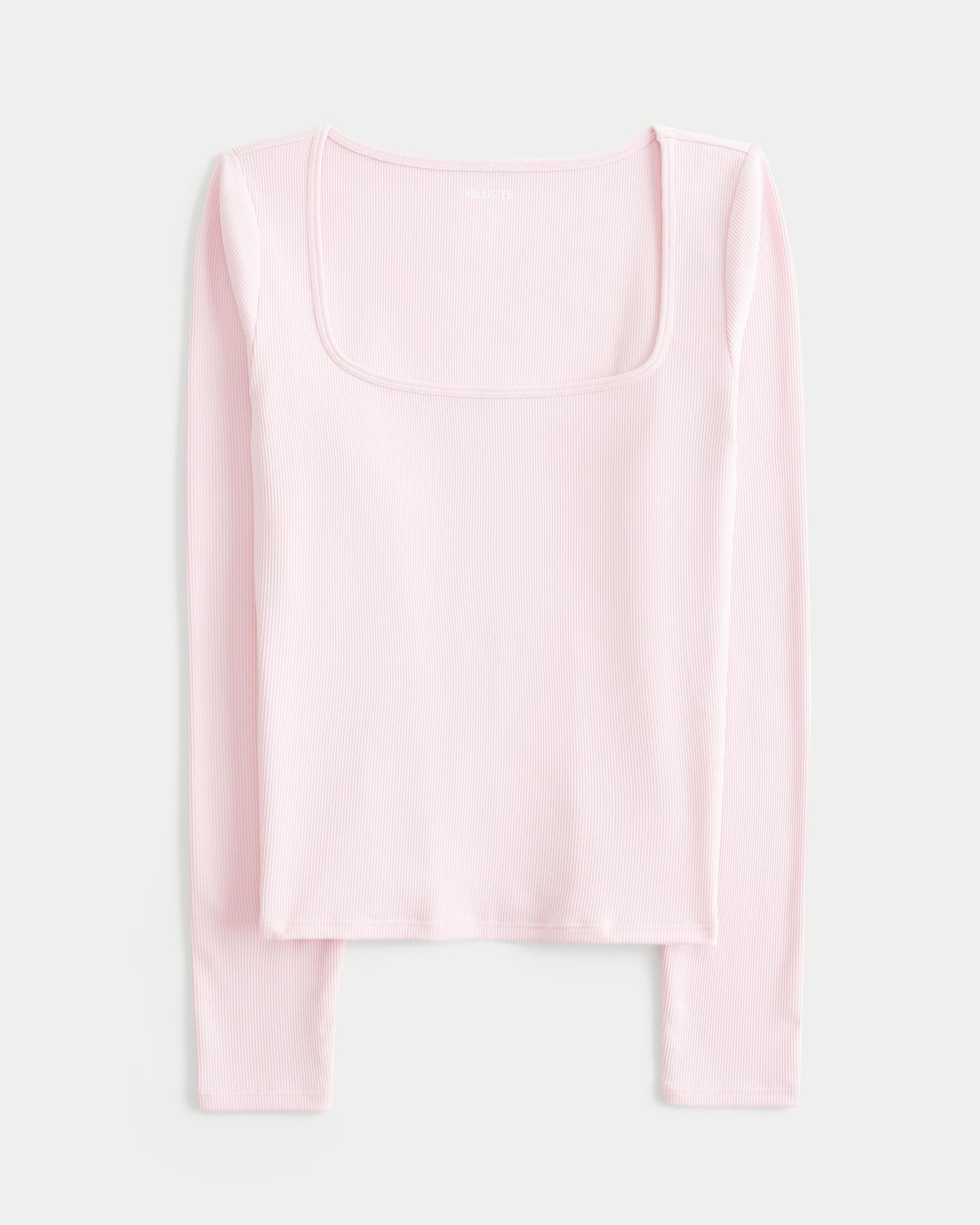 Ribbed Seamless Fabric Square-Neck Top Product Image