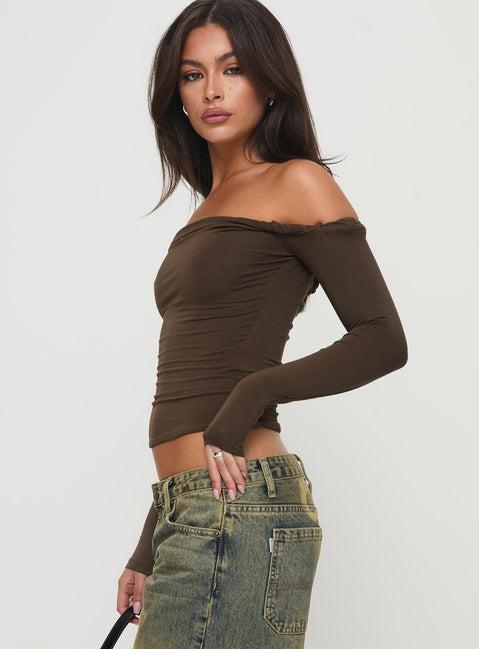 Dusky Long Sleeve Top Khaki Product Image