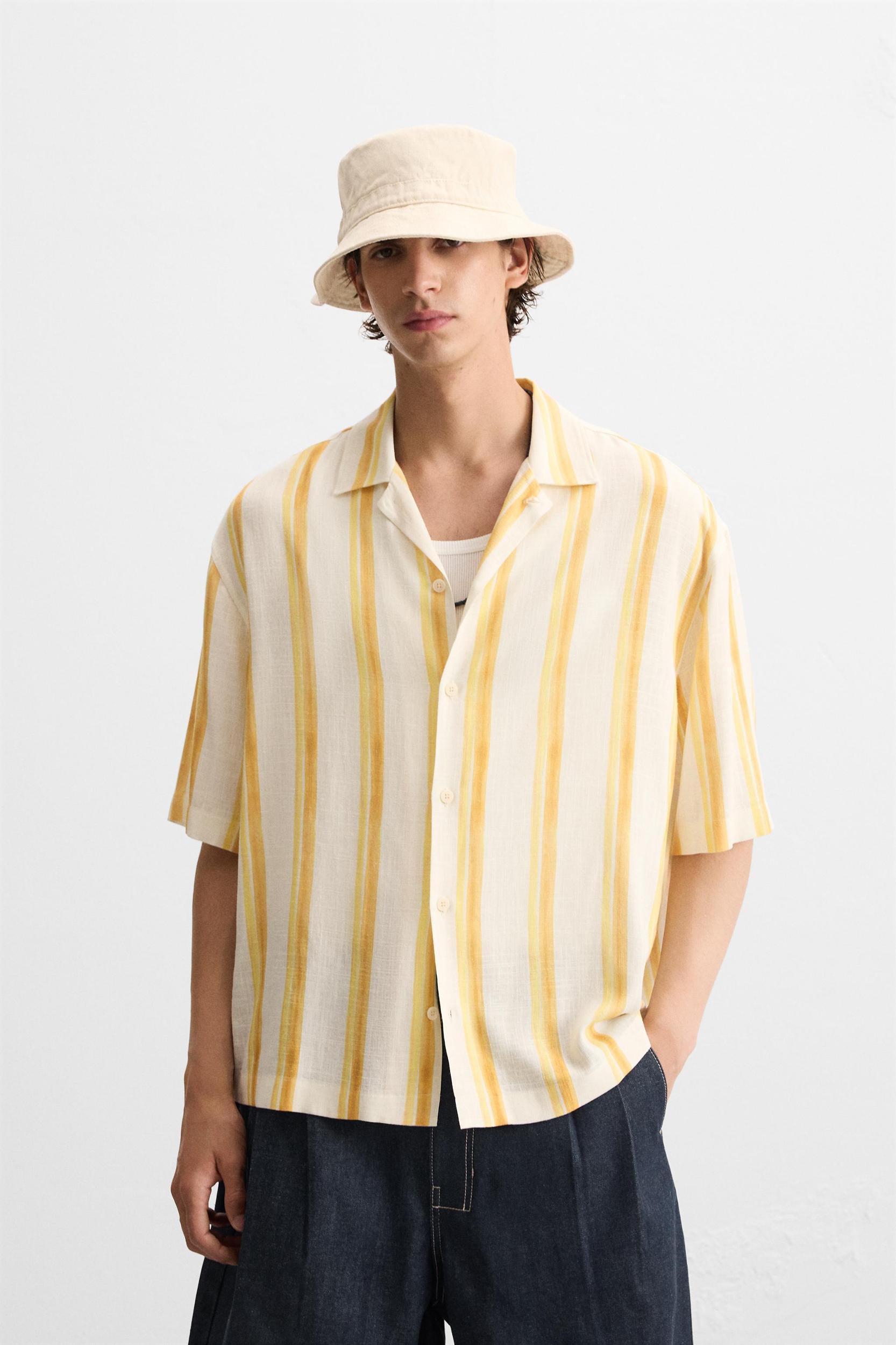 VISCOSE LINEN STRIPED SHIRT Product Image