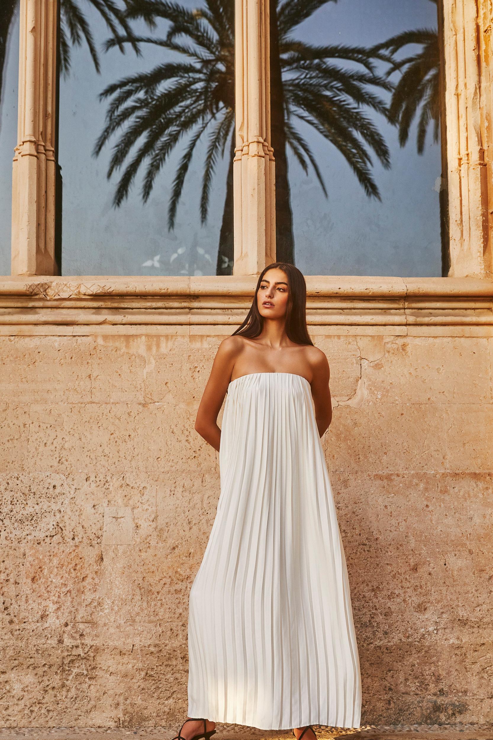 Myrah Plisse Strapless Maxi Dress - Ivory Product Image