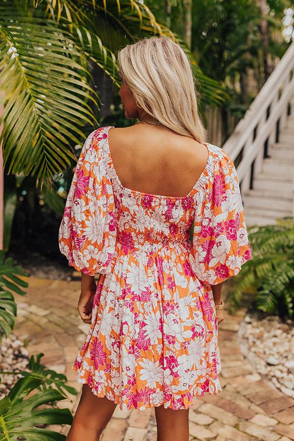 Whispering Muse Floral Mini Dress in Orange Product Image