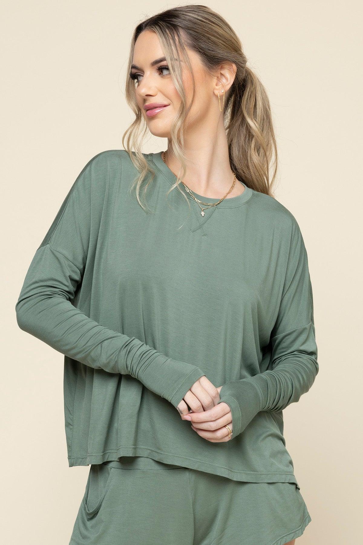 The Perfect Long Sleeve Top - Leaf Green Product Image