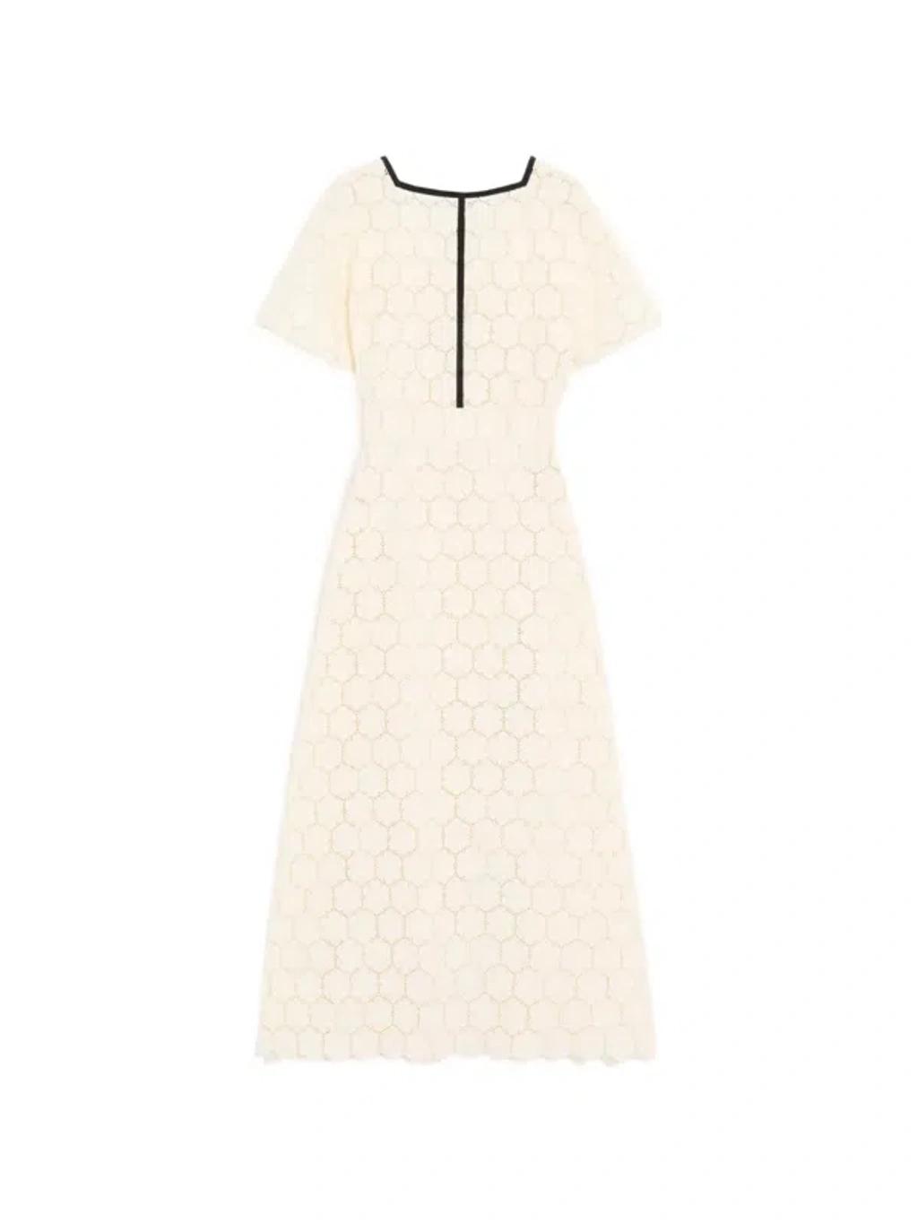 VALENTINO Midi Dress In Fleurs À Jours Cotton In White Product Image