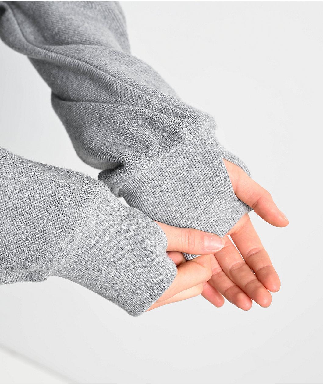 Ninth Hall Fundamentals Reverse Terry Grey Crop Hoodie Product Image