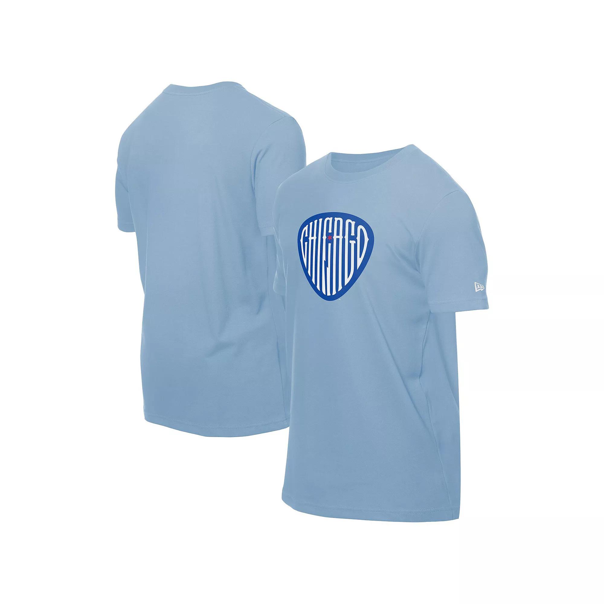 Men's New Era  Light Blue Chicago Cubs Guitar Pick T-Shirt, Size: Small Product Image