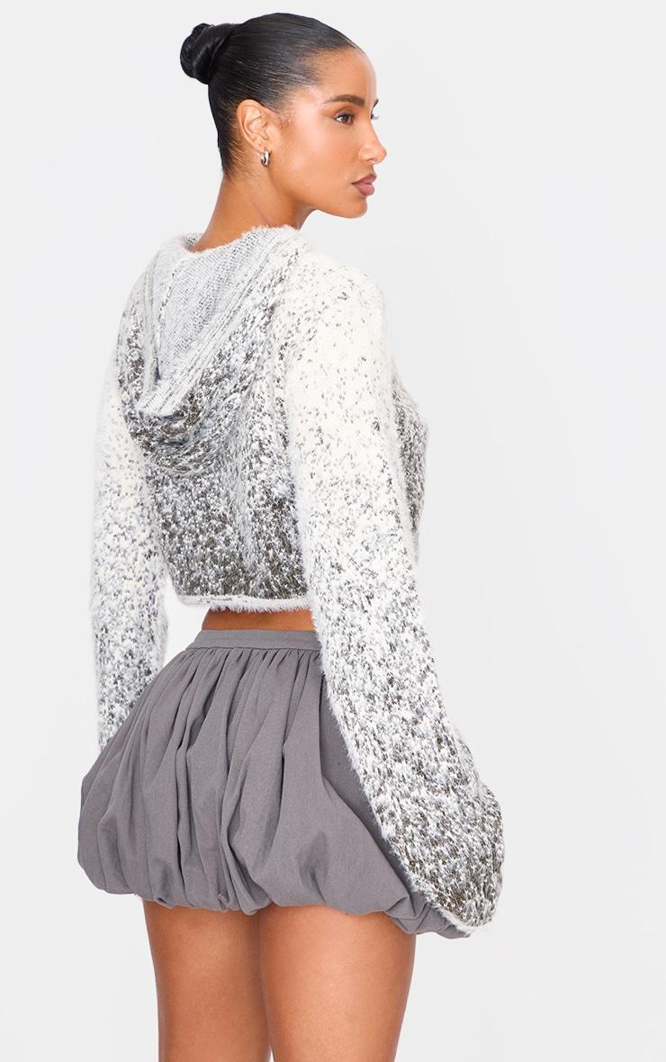 Cream Soft Marl Knit Cropped Hoodie Product Image