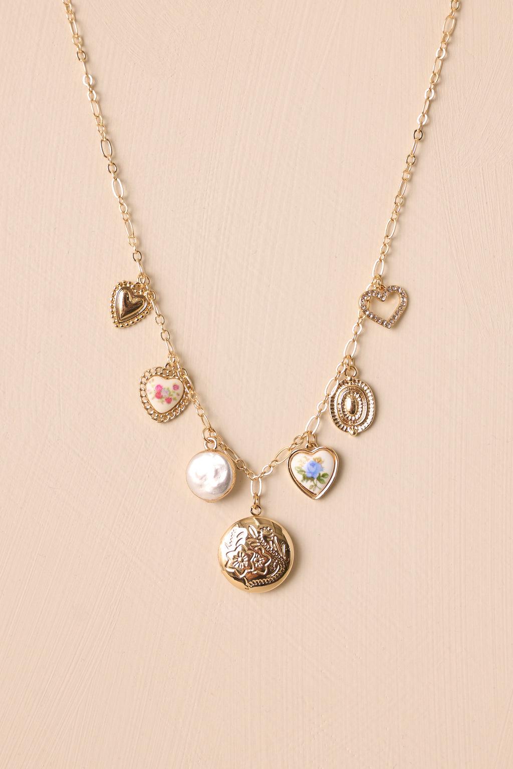 So In Love Gold Multi Charm Necklace Product Image