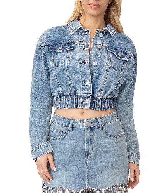 Stevie by Steve Madden Puff Sleeve Cropped Denim Jacket Product Image
