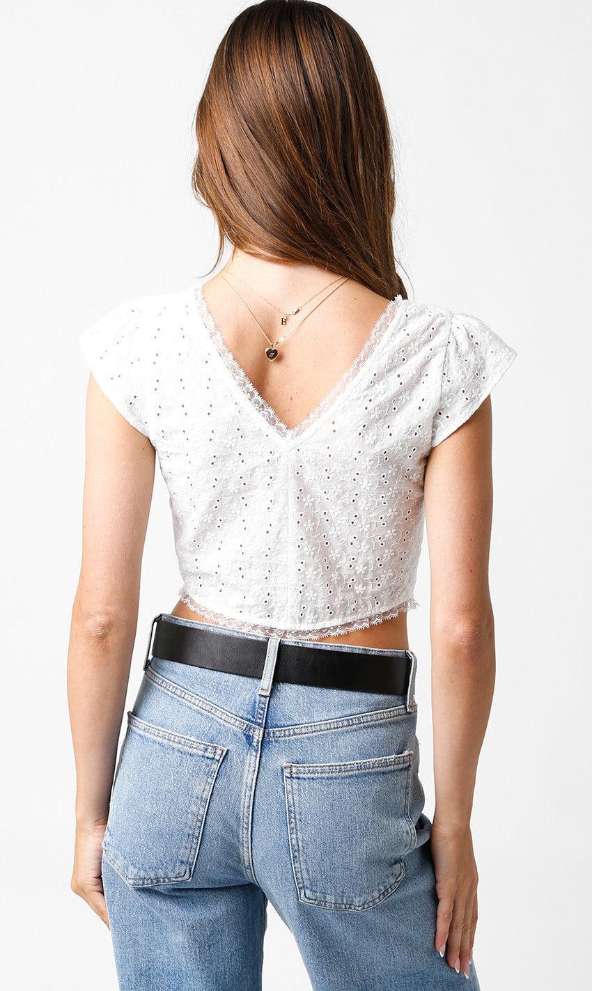 FINAL SALE Tonya Eyelet Lace Tank Top | White Product Image