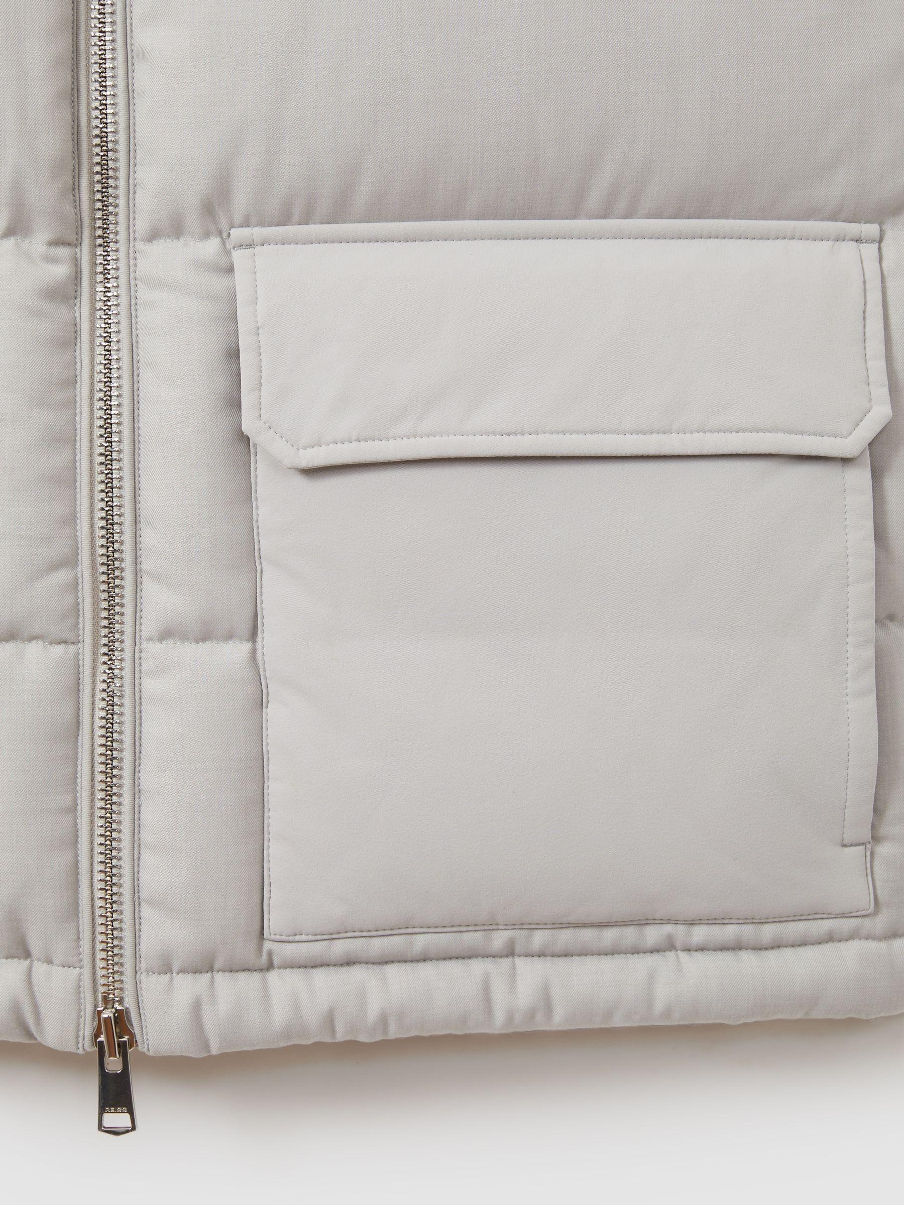 Patch Pocket Quilted Gilet in Grey Product Image