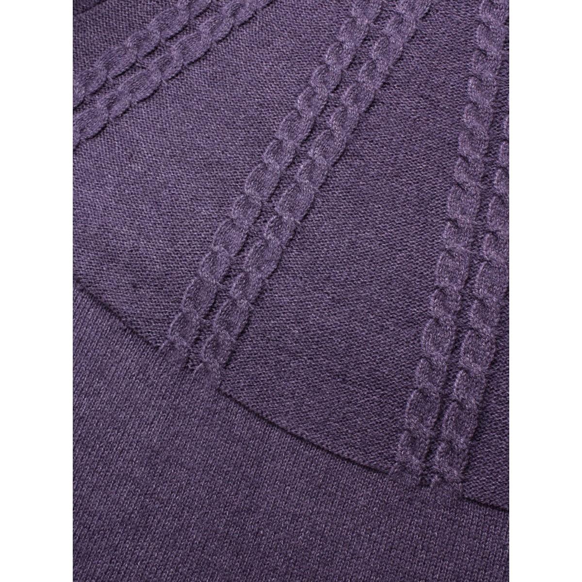 Plus Size Turtleneck Texture Cable Knit Pullover Eggplant Women Leisure Long Sleeve Turtleneck Casual Pullovers BloomChic 12/L Product Image