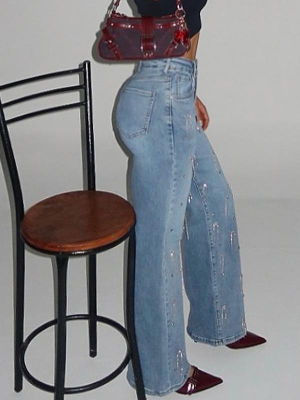 Chain Pendant Decoration Boyfriend Jeans Product Image