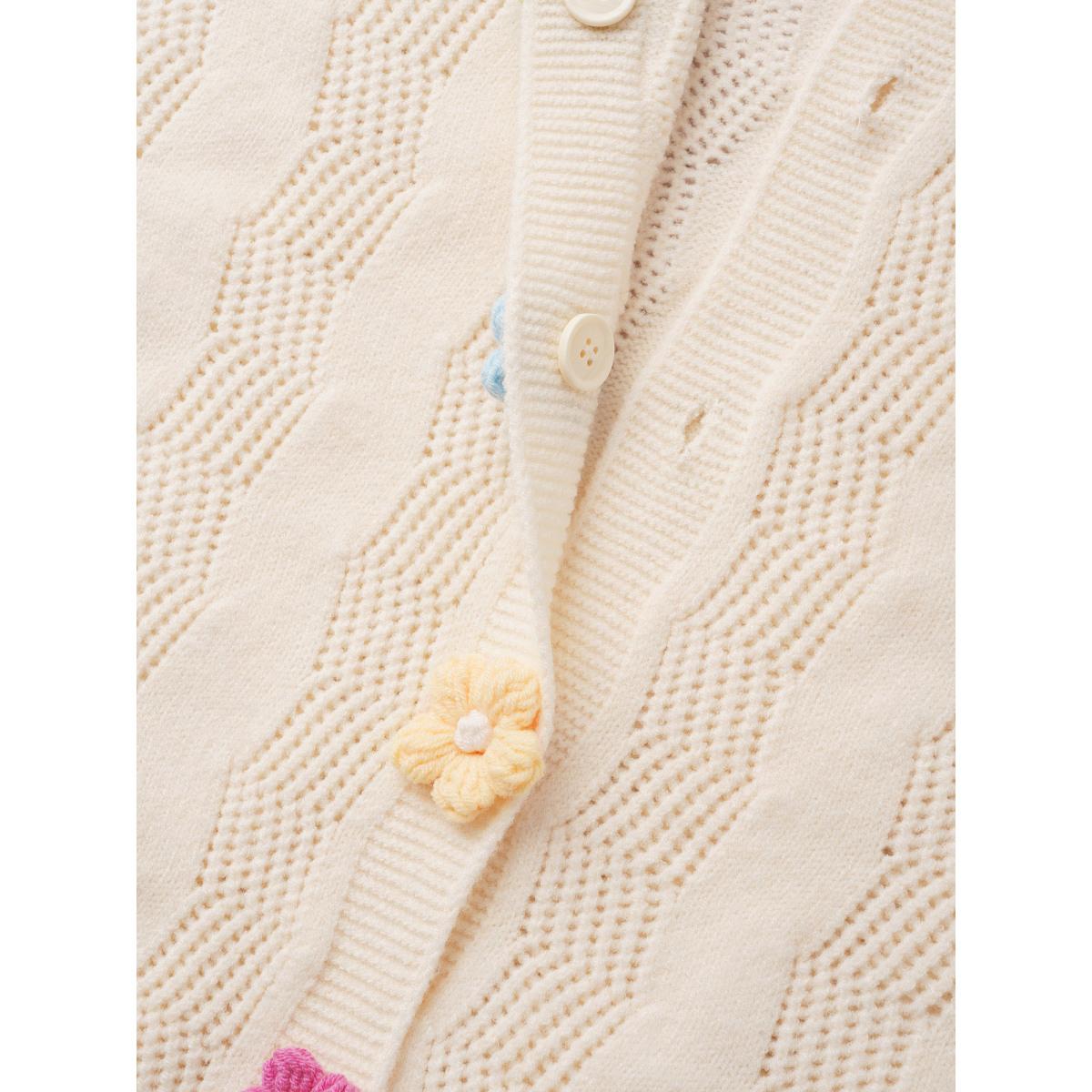 Plus Size Supersoft Essentials Stereo Flower Design Textured Cardigan Beige Women Casual Loose Long Sleeve Everyday Cardigans BloomChic 14-16/1X Product Image