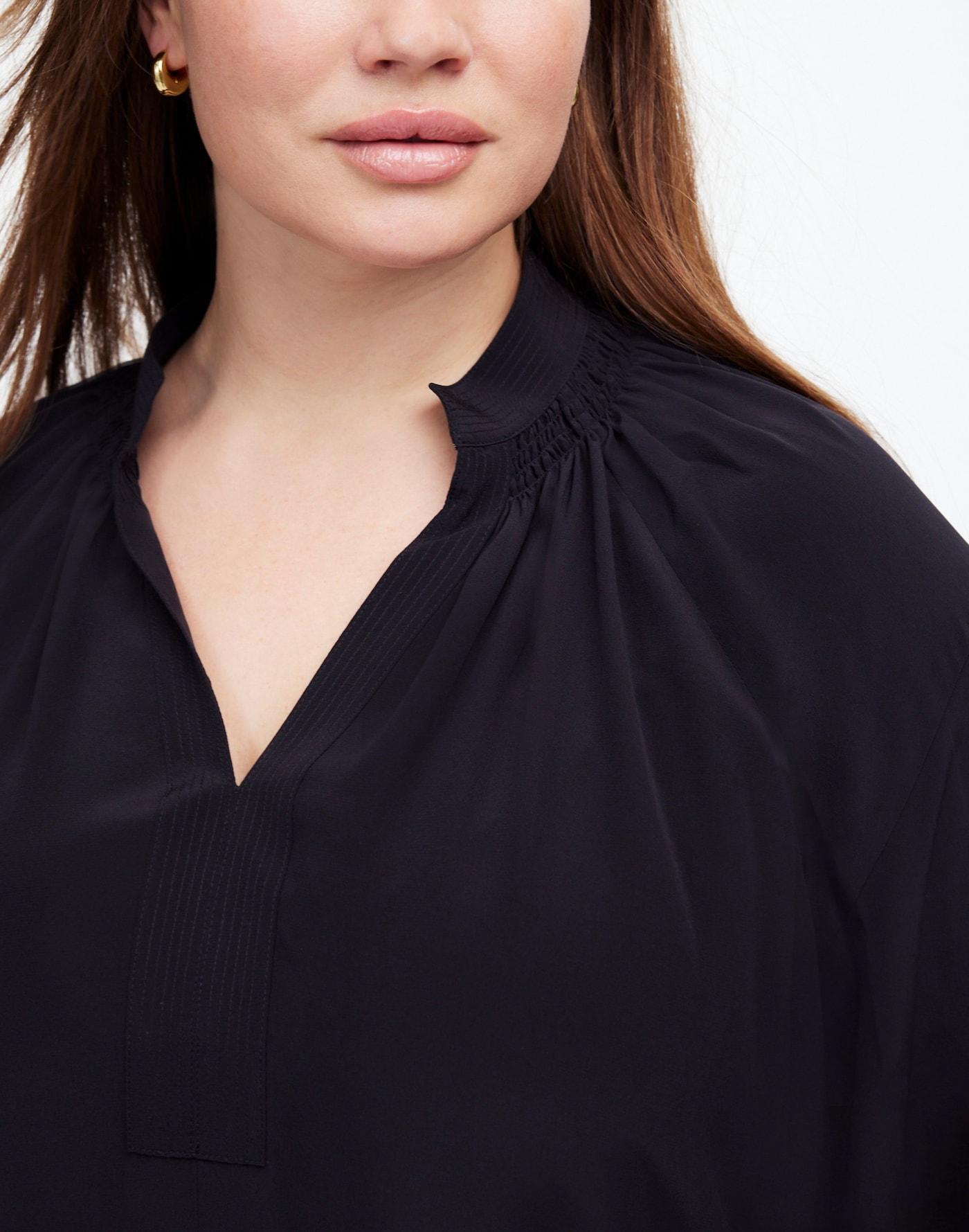 Plus Shirred Long-Sleeve Top in Silk Product Image