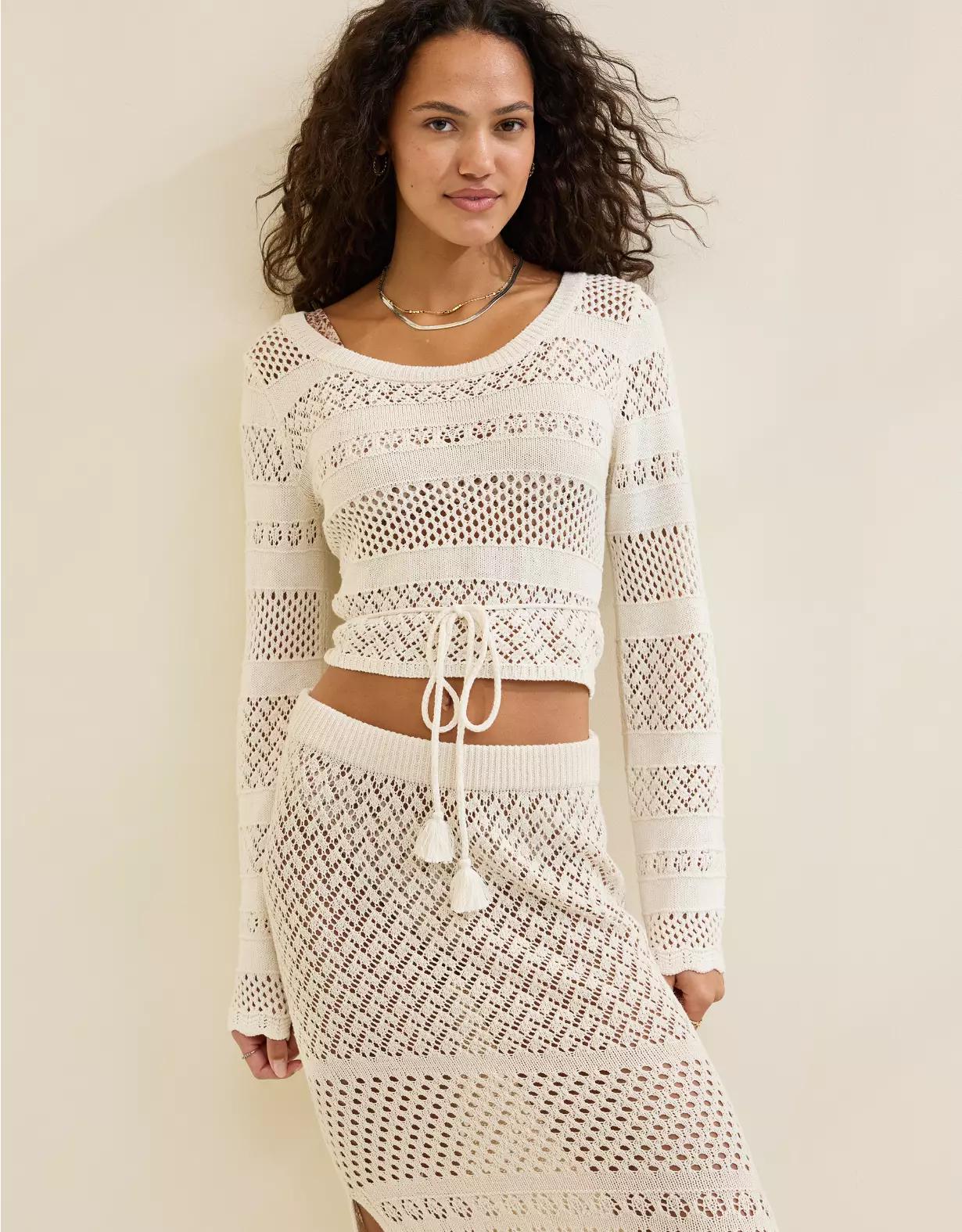 Aerie Reversible Crochet Wrap Sweater Women's Product Image