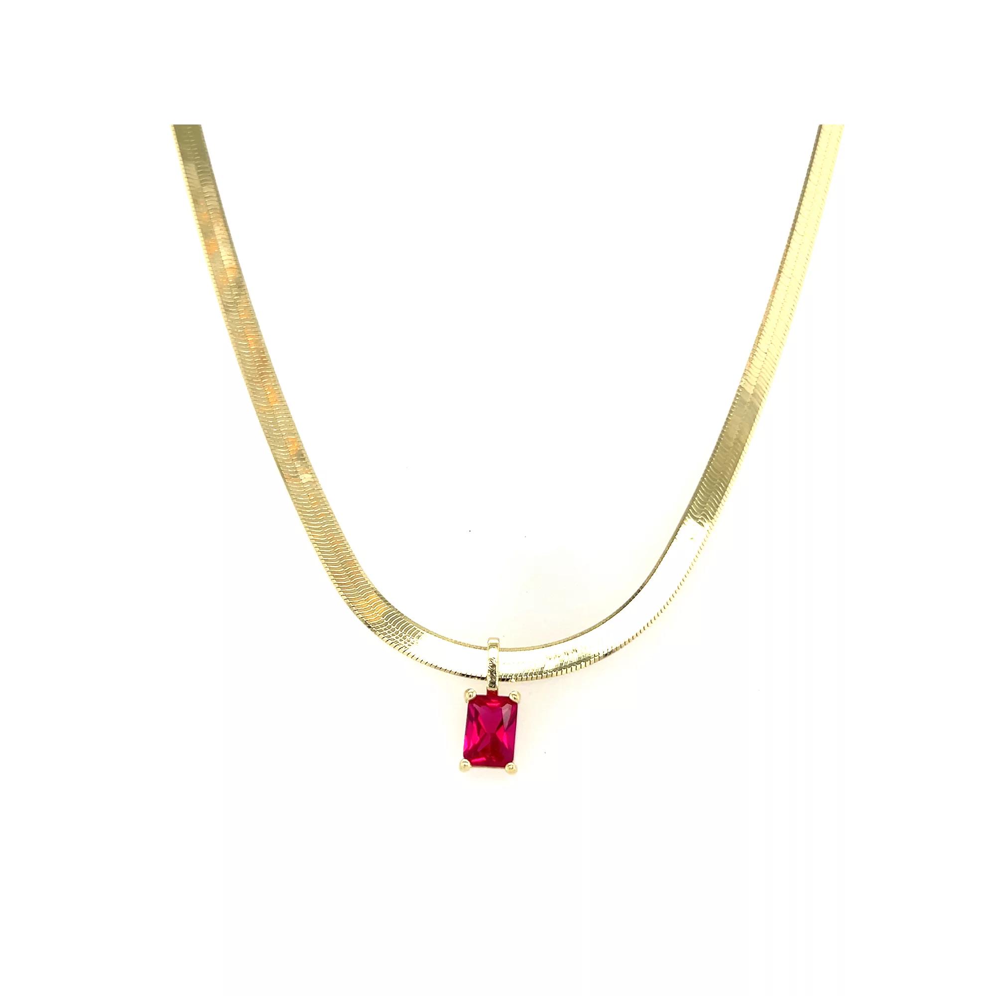 Meshmerise Gold Over Sterling Silver Paperclip Birthstone Herringbone Necklace, Women's, Size: 16-18" ADJ, July Product Image