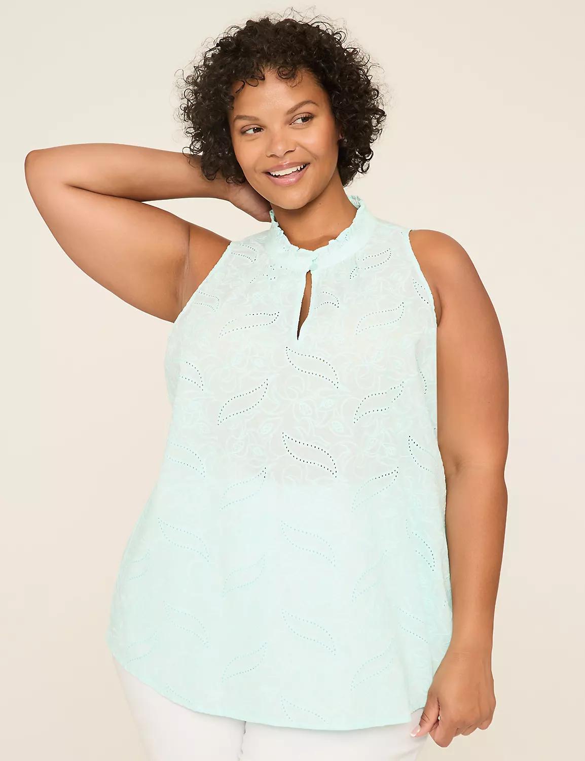 Ruffle Notch-Neck Popover Tank Product Image