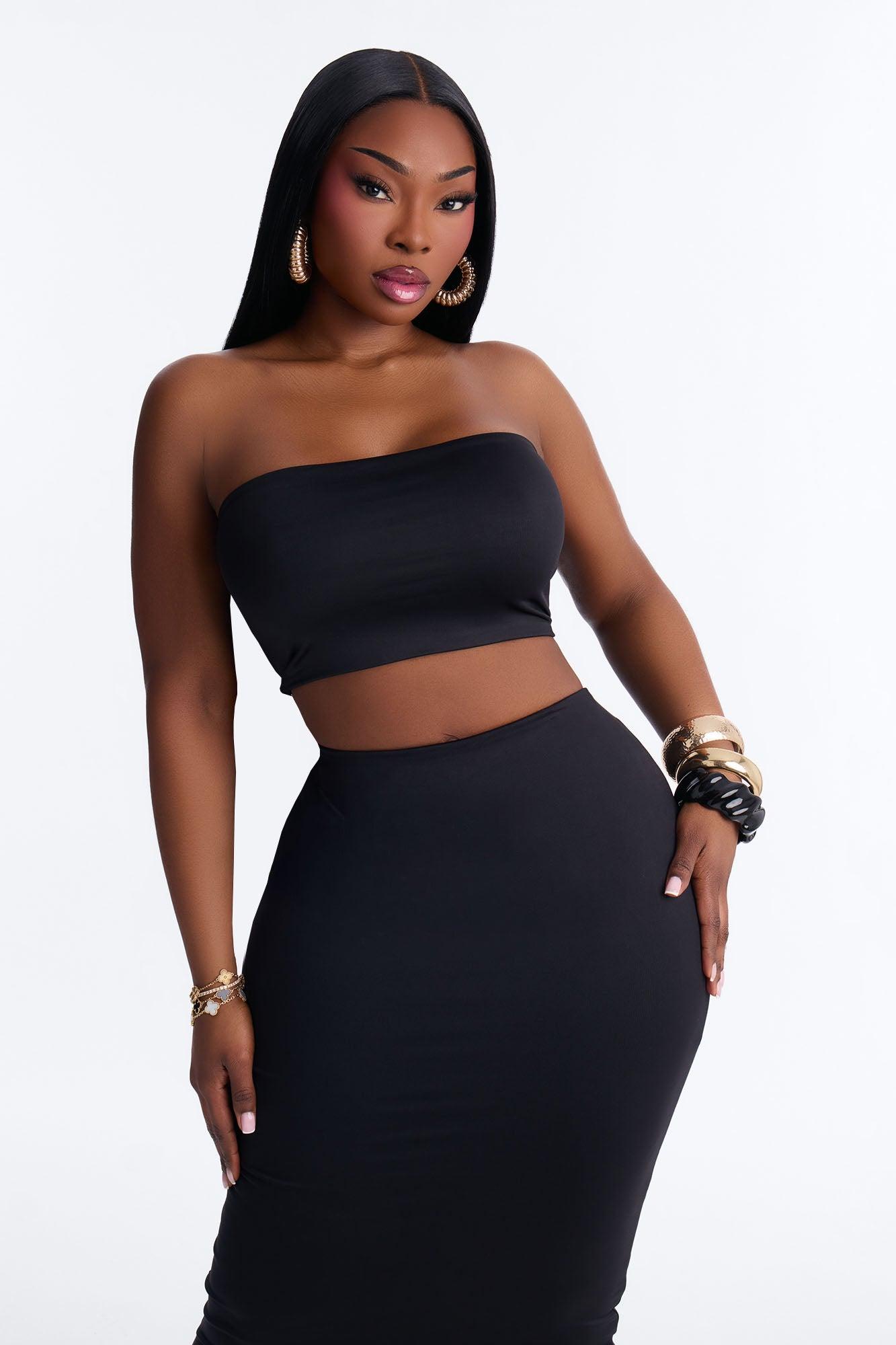 Contour Double Lined Strapless Bandeau Top - Black Female Product Image