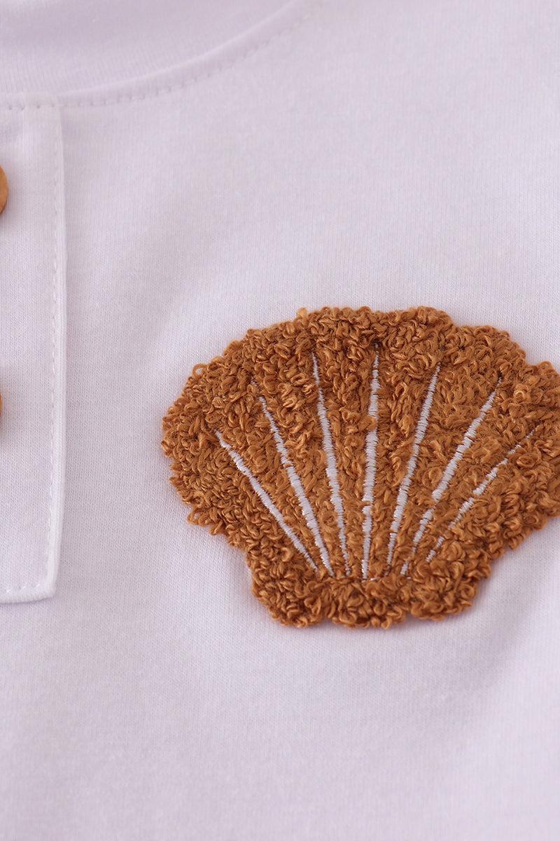 Blue sailboats embroidery smocked shorts set Product Image