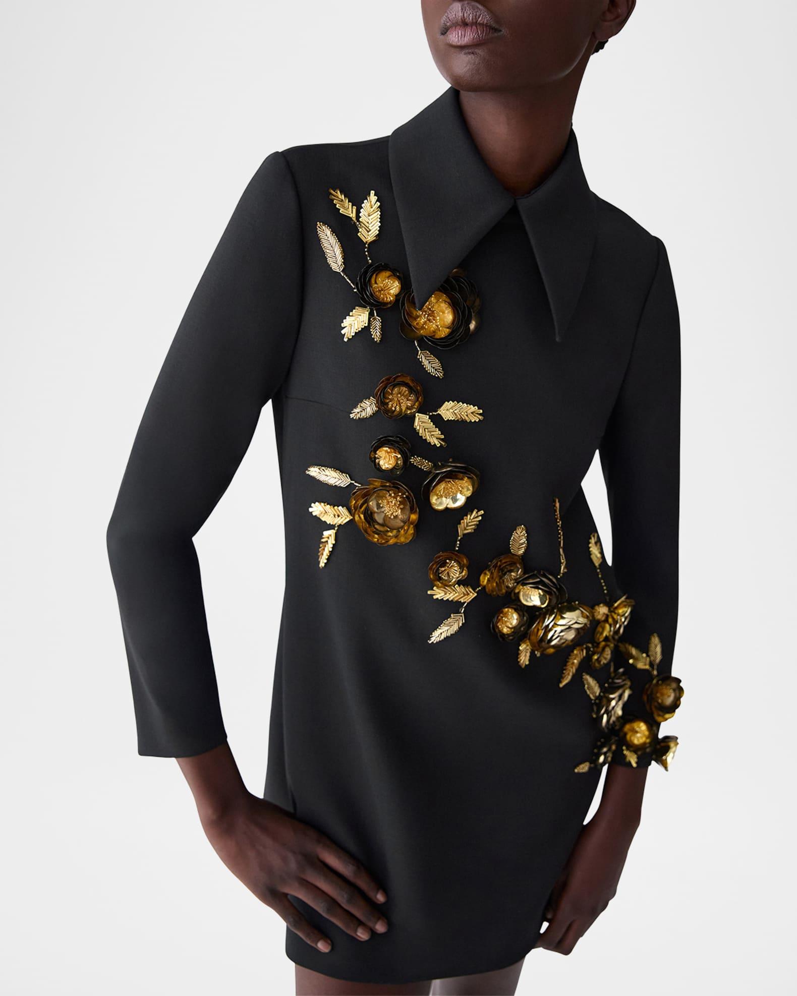 Floral Embellished Wool Shift Dress Product Image