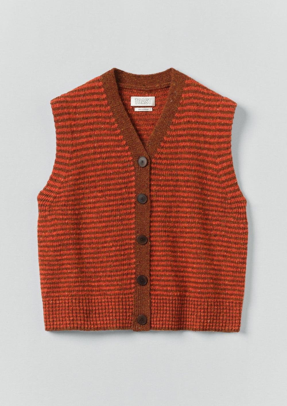 Stripe Donegal V Neck Tank | Brick/Red Clay Product Image