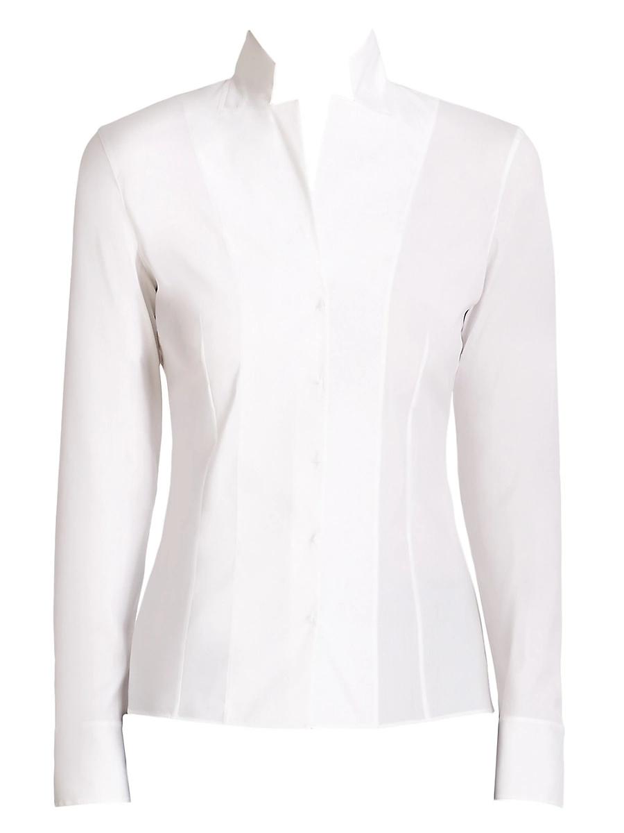 Womens Stretch-Poplin Revers Collar Blouse Product Image