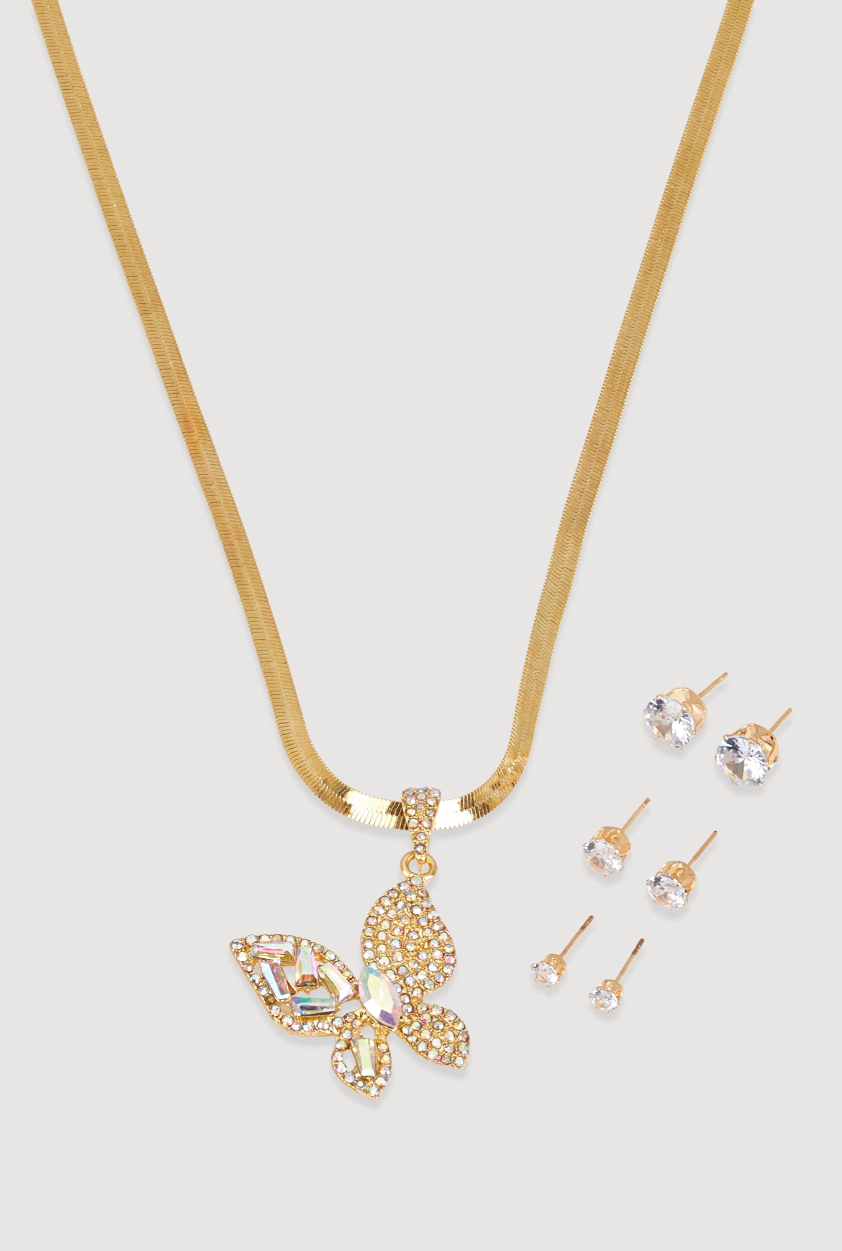 Circle Pendant Layered Necklace and Drop Earrings Unisex Product Image