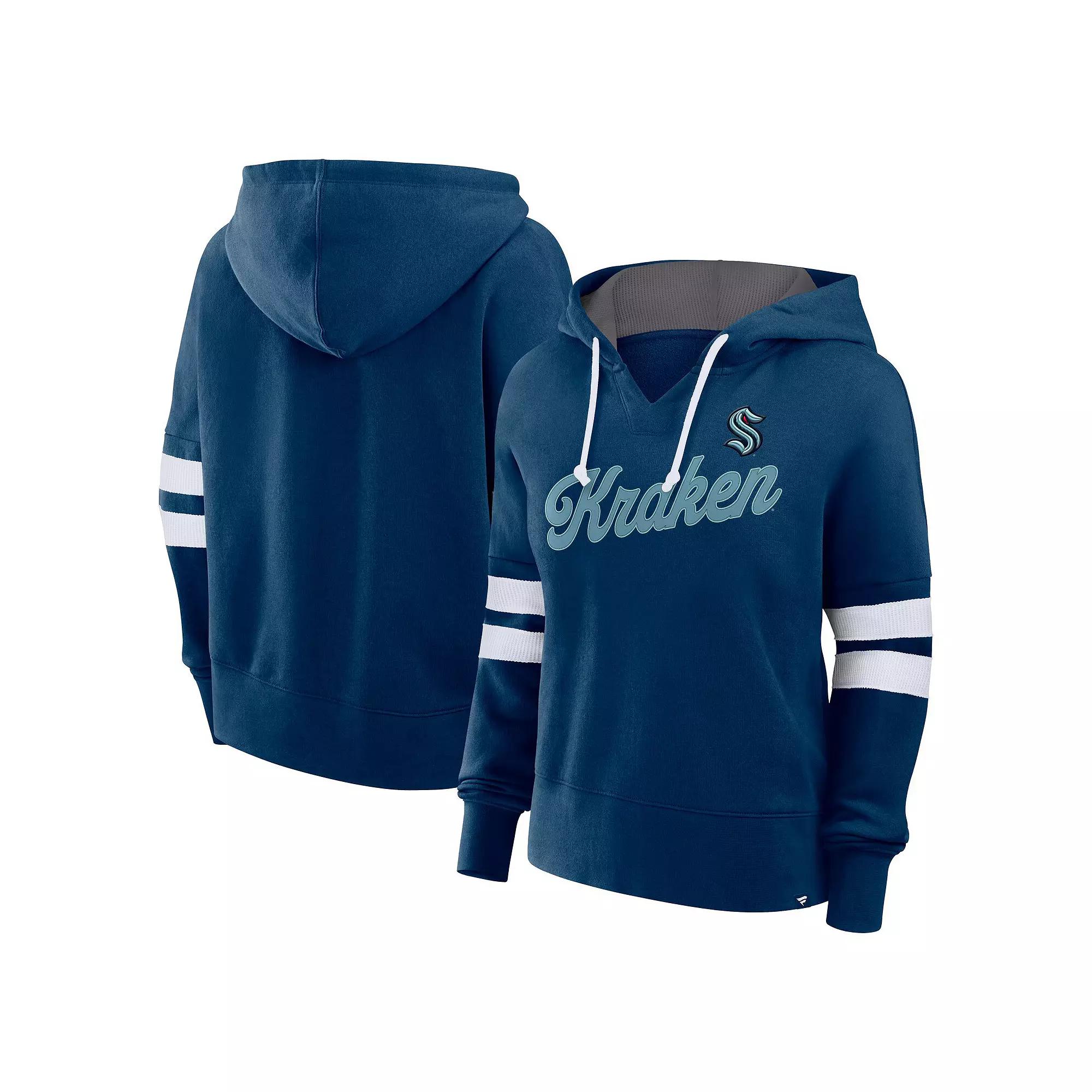 Women's Fanatics Deep Sea Blue Seattle Kraken Seize Fleece Pullover Hoodie,  Product Image