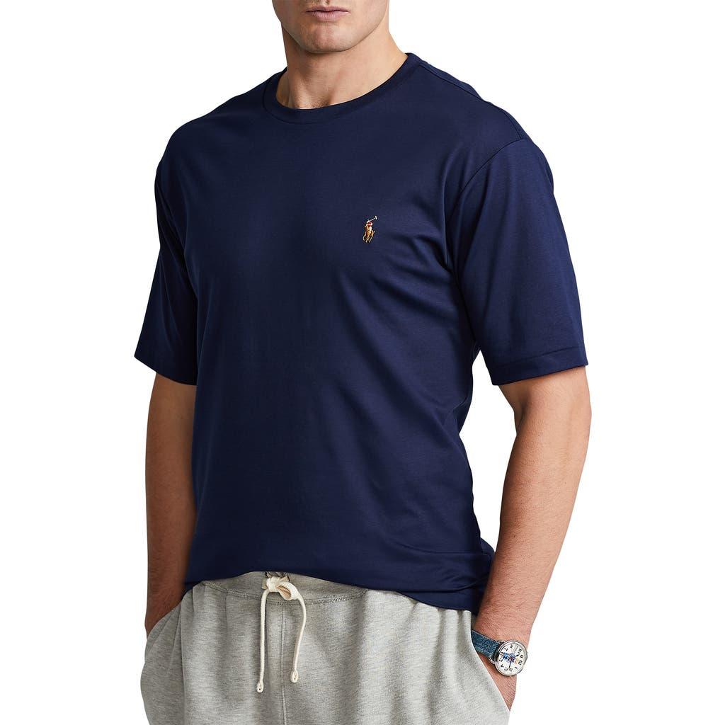 POLO RALPH LAUREN Slim-fit Logo-embroidered Cotton-jersey T-shirt In Navy Product Image