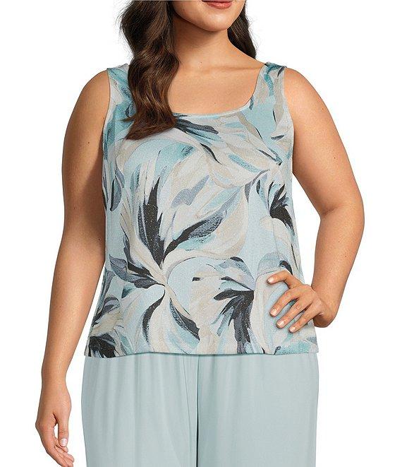 Alex Evenings Plus Size Printed Metallic Knit Twinset Product Image