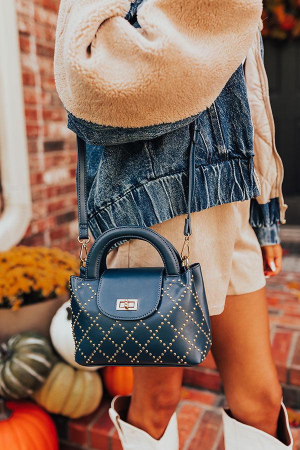 Couture Classic Faux Leather Purse in Navy Product Image