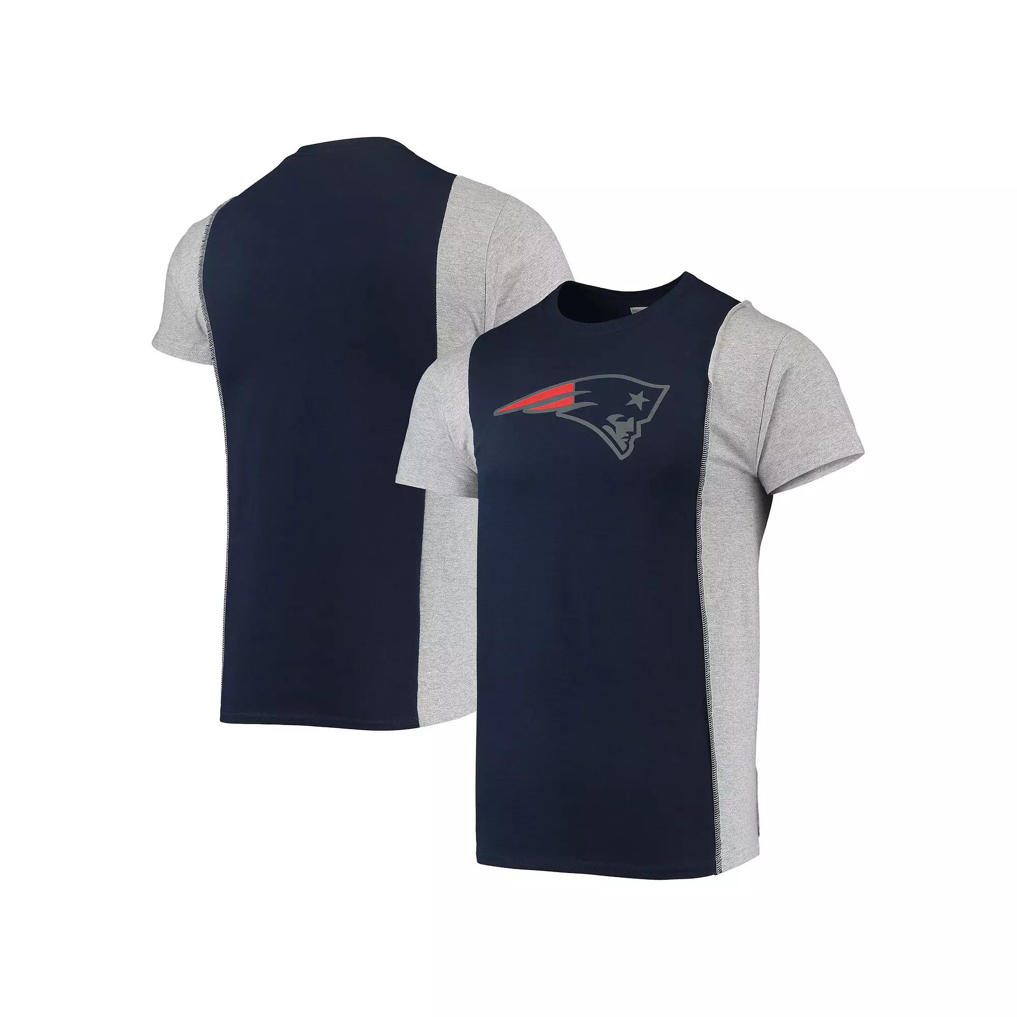 Men's Refried Apparel Navy/Heathered Gray New England Patriots Sustainable Split T-Shirt, Size: Large, Blue Product Image
