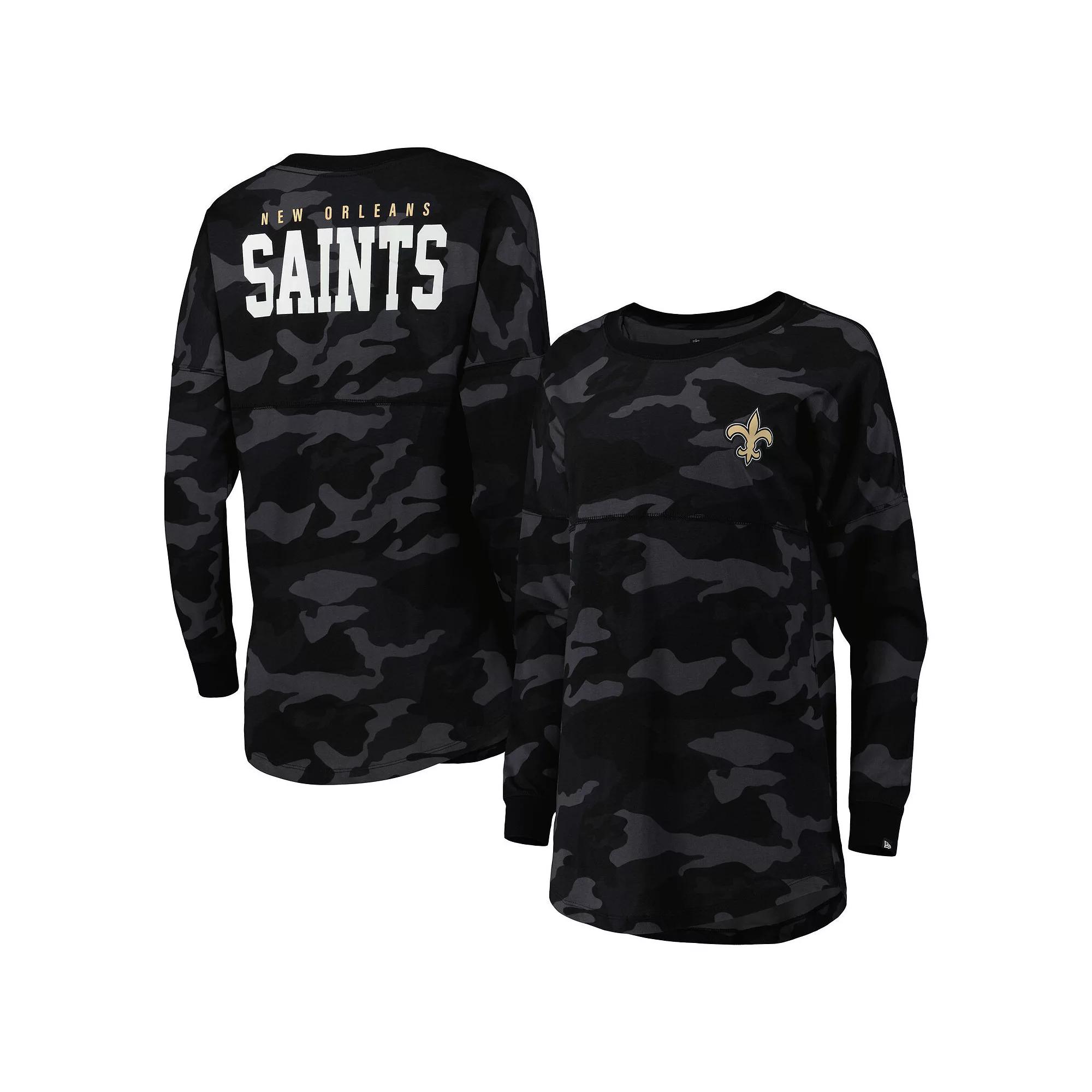 Women's New Era Black New Orleans Saints Camo Long Sleeve T-Shirt,  Product Image
