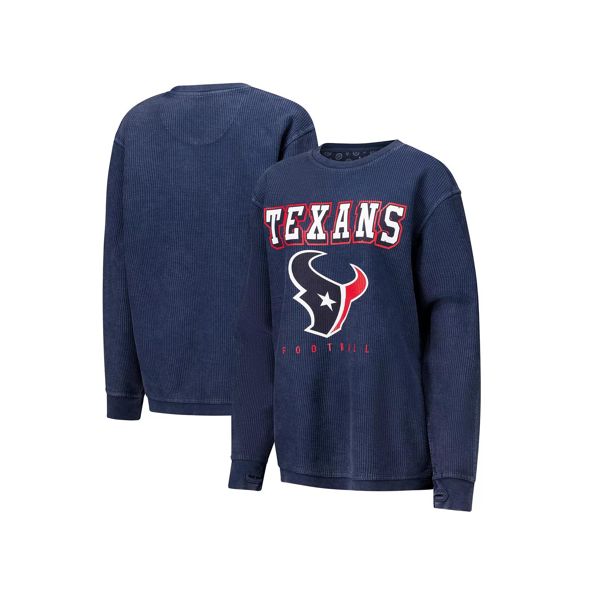 Women's G-III 4Her by Carl Banks Navy Houston Texans Comfy Cord Pullover Sweatshirt,  Product Image