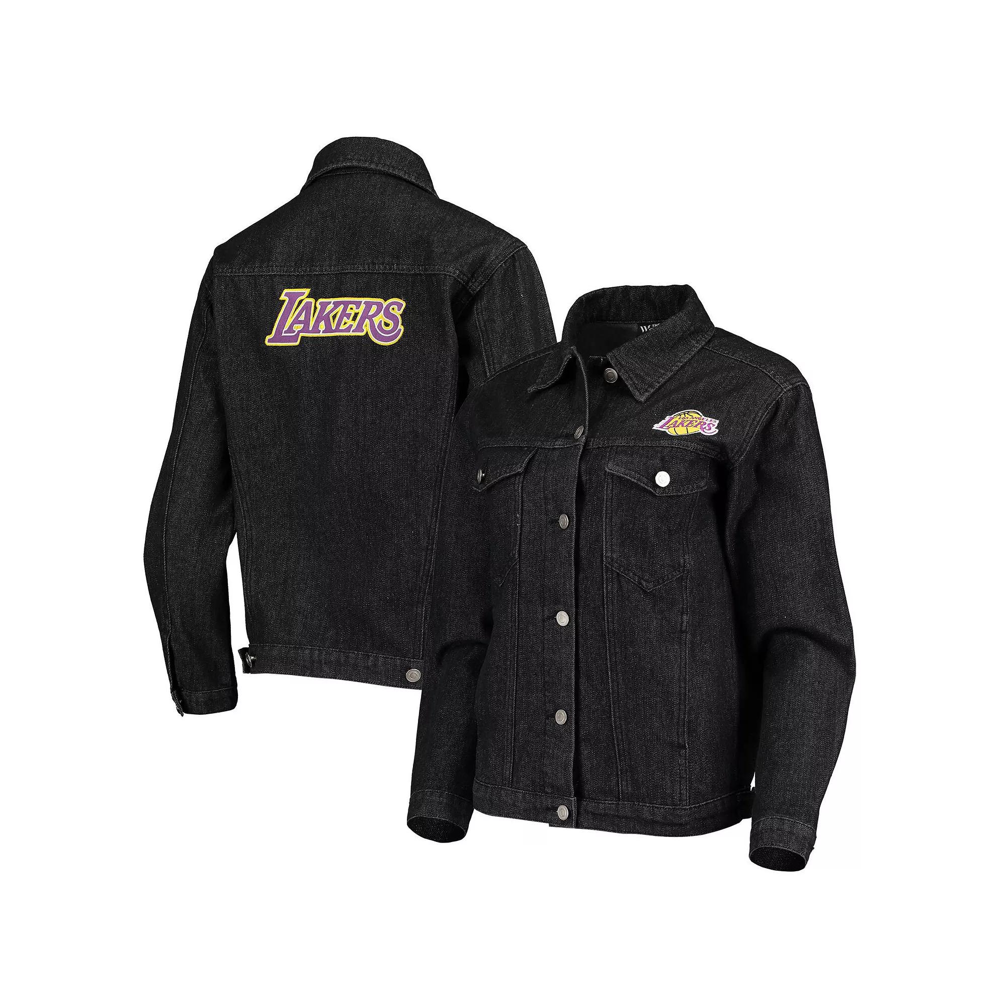 Women's The Wild Collective Black Los Angeles Lakers Patch Denim Button-Up Jacket, Size: XL Product Image
