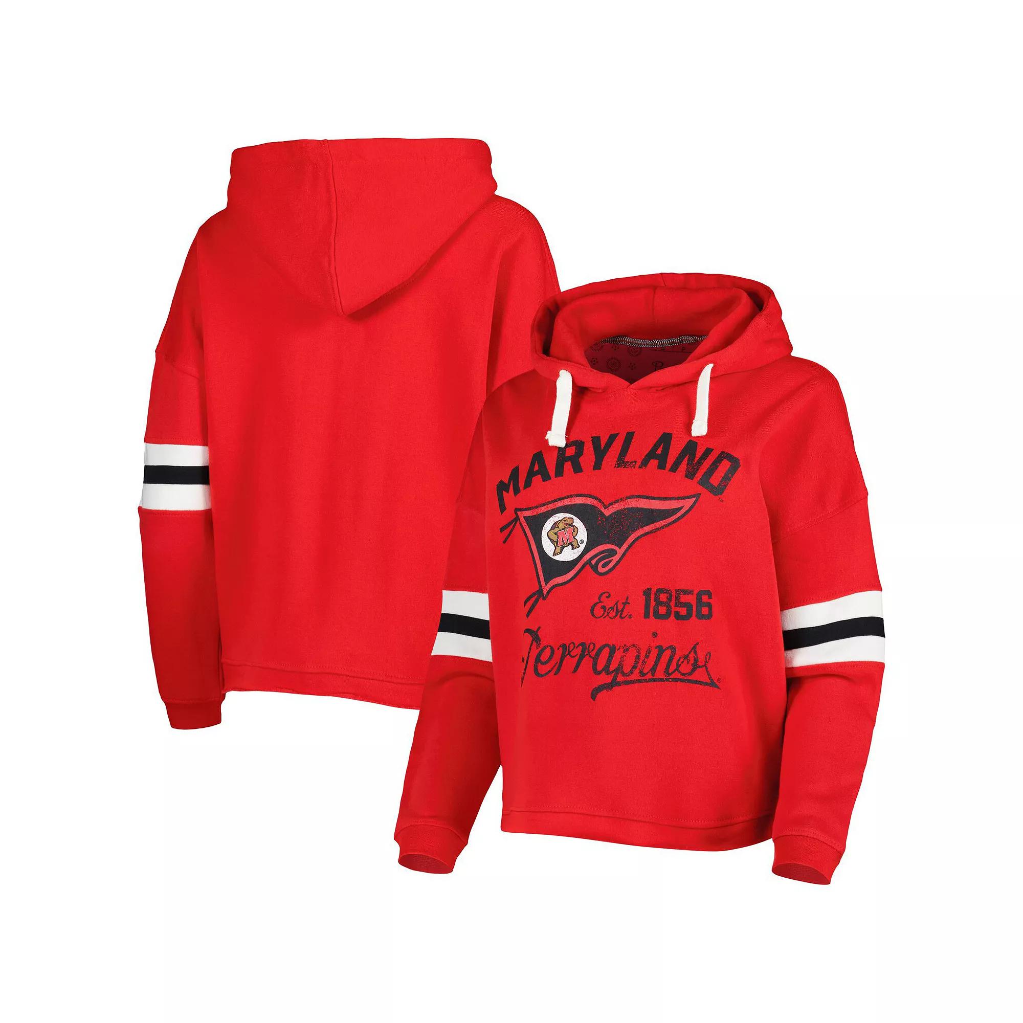 Women's Pressbox Red Maryland Terrapins Super Pennant Pullover Hoodie, Size: Small Product Image