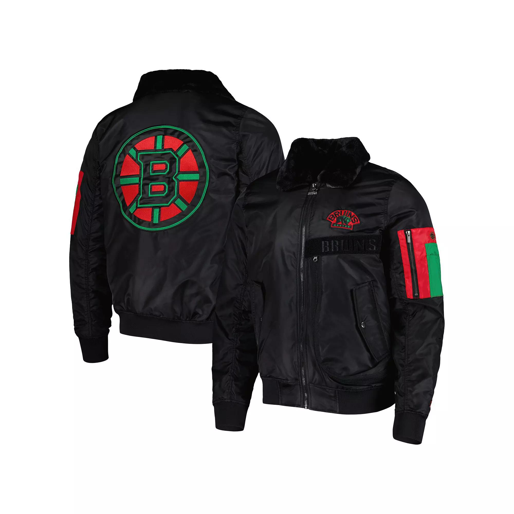 Men's Starter x Ty Mopkins Black Boston Bruins Black History Month Varsity Full-Zip Jacket, Size: Large Product Image