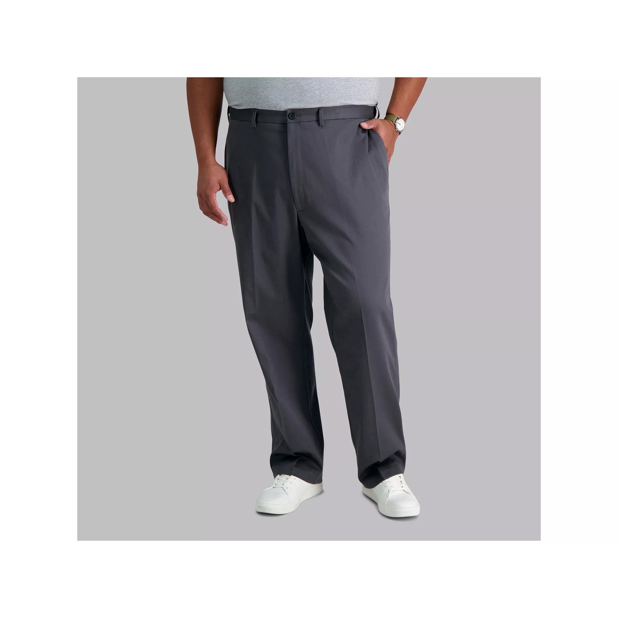 Big & Tall Haggar® Premium No-Iron Khaki Stretch Classic-Fit Flat-Front Expandable Waist Pants, Men's,  Product Image
