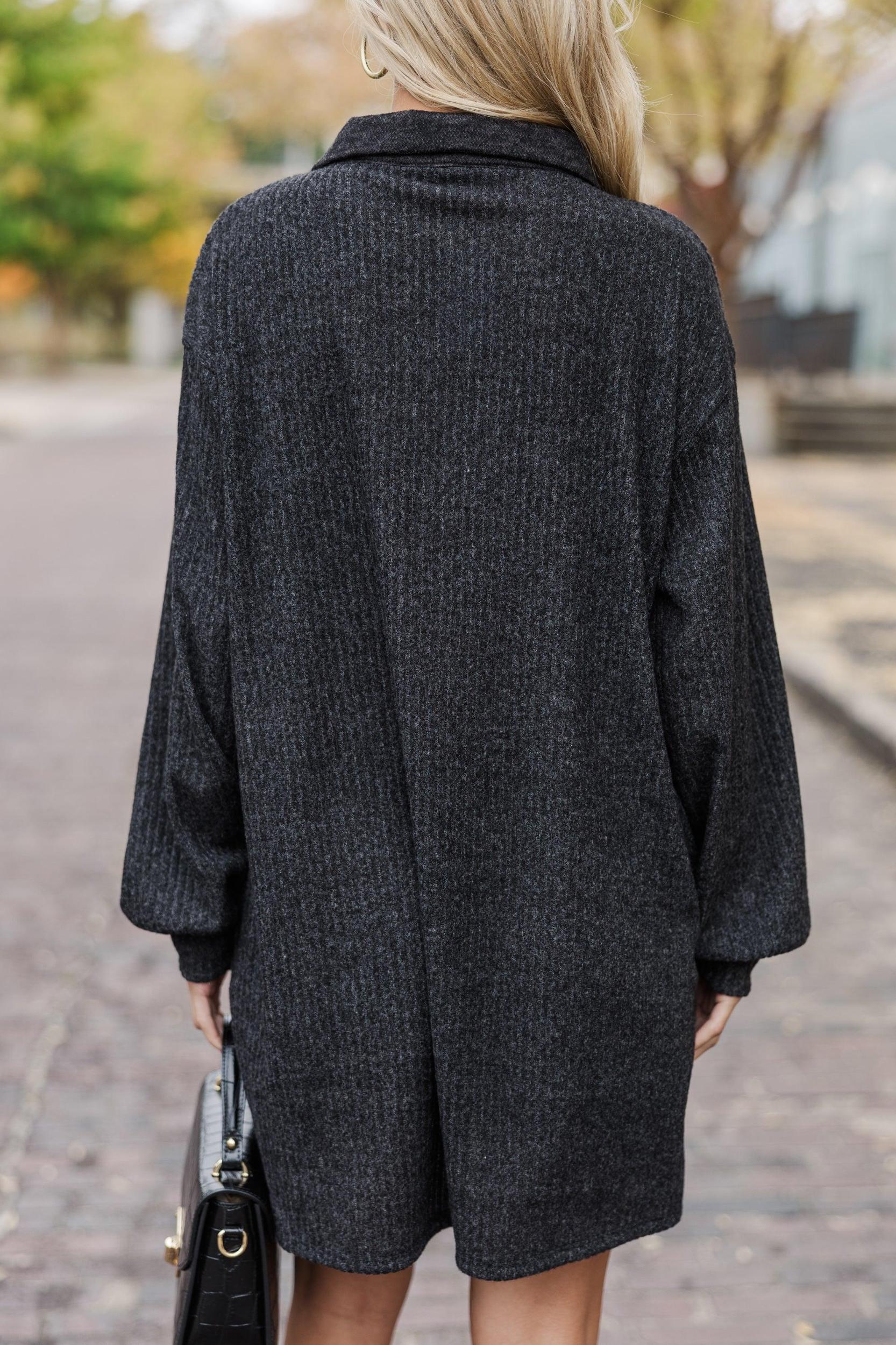 On The Rise Black Quarter Zip Sweater Dress Female Product Image