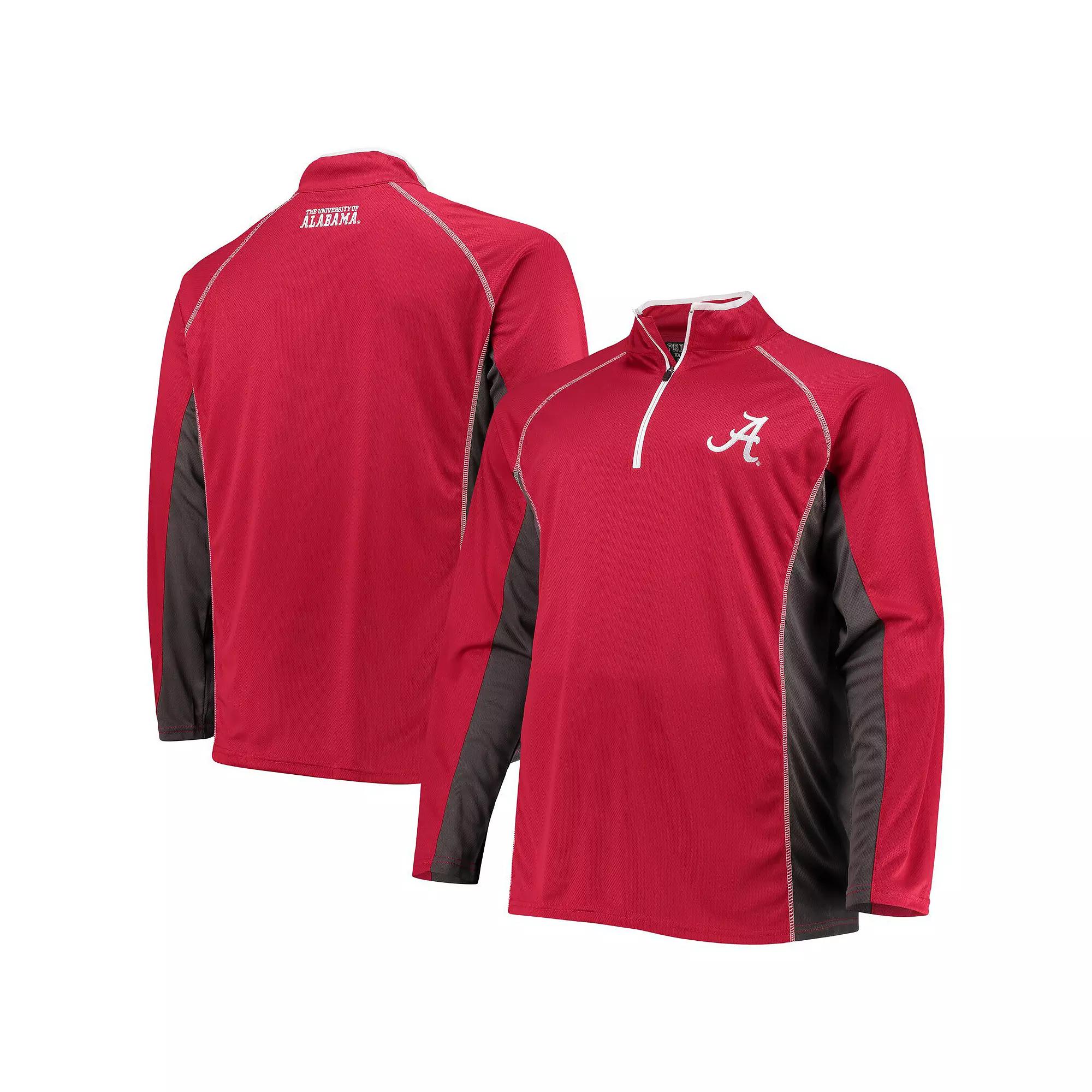 Men's Crimson Alabama Crimson Tide Big & Tall Textured Raglan Quarter-Zip Jacket,  Product Image